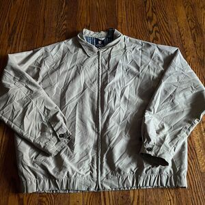 Chaps Ralph Lauren Mens XL Khaki Harrington Bi-Swing Jacket Plaid Lined Full Zip